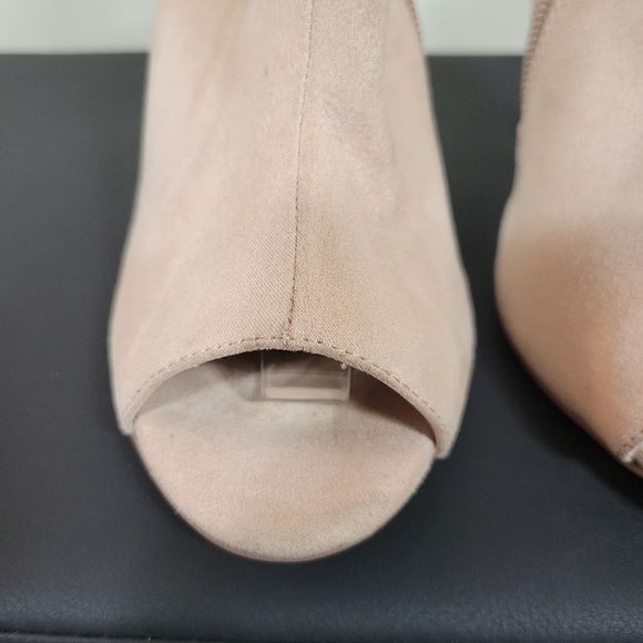 Asos Nude Suede Peep Toe Side Zip Heels Size 6 - Picture 6 of 12
